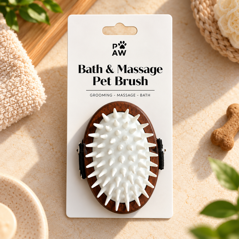 PAW Verzorgingsartikelen - Scrub en Zachte Rubberen Massage - Walnoot