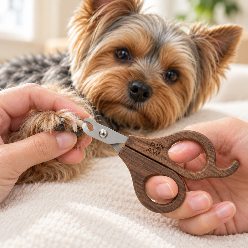 PAW Verzorgingsartikelen - Halfronde Nagelknipper - Walnoothout - Roestvrij Staal (304)