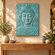 Grote Boeddhalijst Turquoise Reliëf - 0,7x1m
