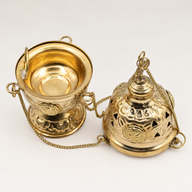 Hangende Messing Wierookbrander - Ketting met Schroefdraad - 16,5x6,5cm (Fijn Messing)
