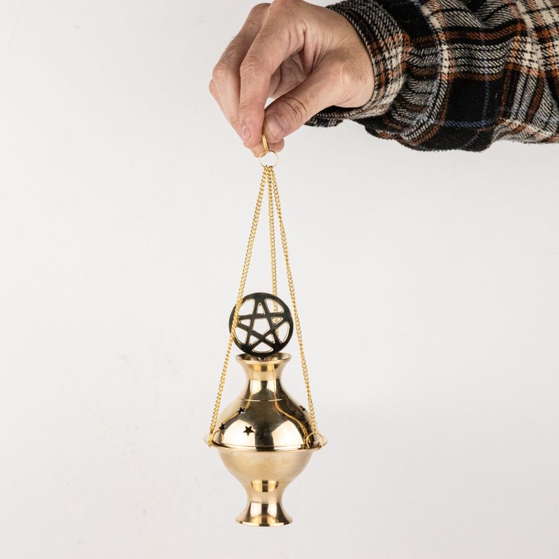 Hangende Messing Wierookbrander - Pentagram