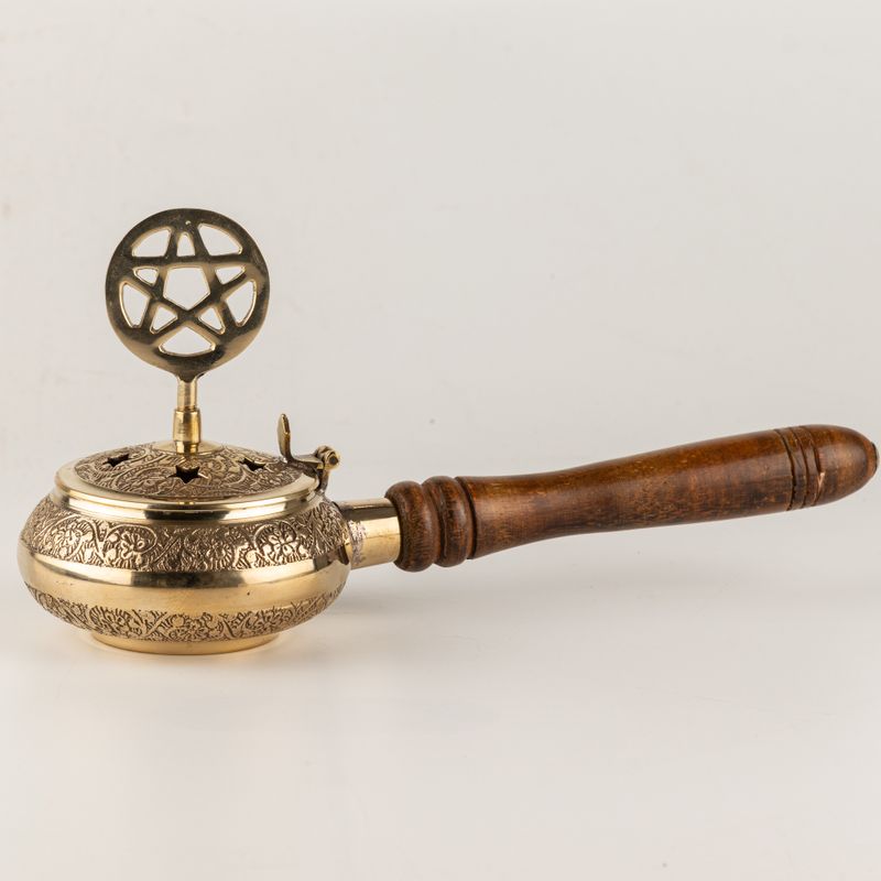 Wierookbrander met Houten Handvat - Pentagram