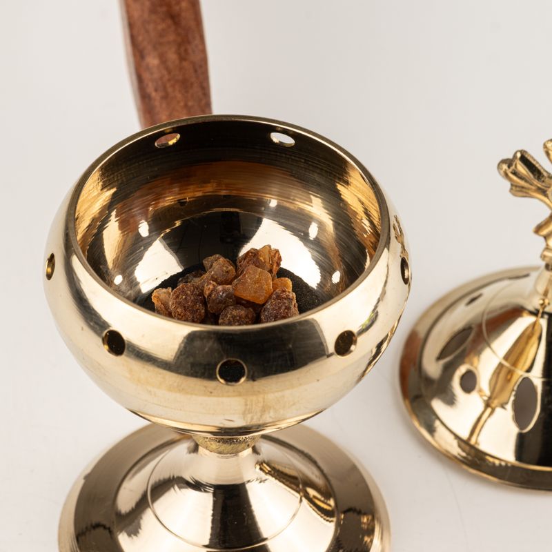 Wierookbrander met Houten Handvat - Kruis