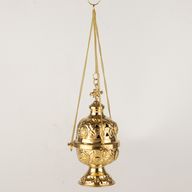 Hangende Messing Wierookbrander - Ketting met Schroefdraad - 16,5x6,5cm (Fijn Messing)
