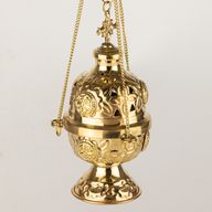 Hangende Messing Wierookbrander - Ketting met Schroefdraad - 16,5x6,5cm (Fijn Messing)