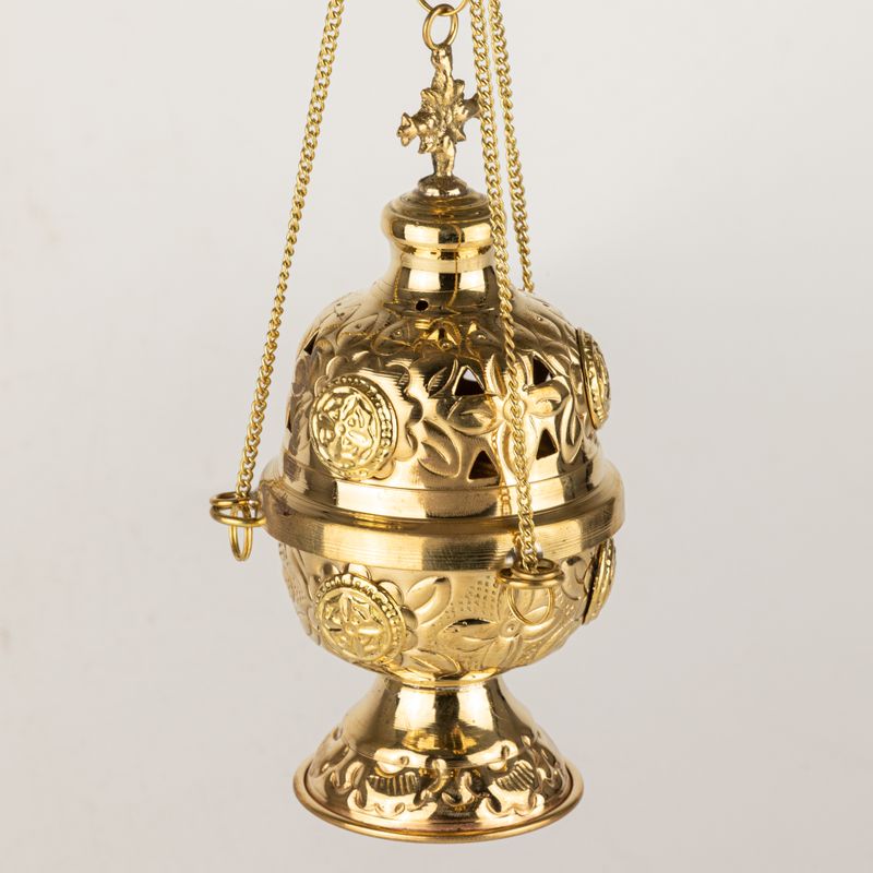 Hangende Messing Wierookbrander - Ketting met Schroefdraad - 16,5x6,5cm (Fijn Messing)