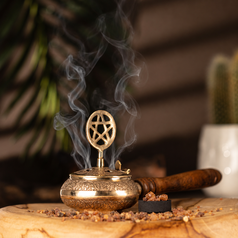 Wierookbrander met Houten Handvat - Pentagram