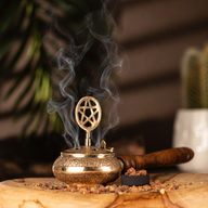 Wierookbrander met Houten Handvat - Pentagram