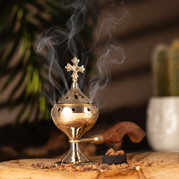 Wierookbrander met Houten Handvat - Kruis