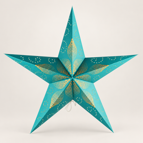 Papieren Sterlampenkap – Feestelijk Groen – Vijfpuntig – 60 cm