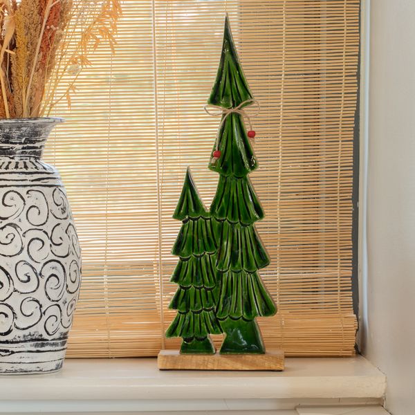 Lost in the Forest – Twee Grote Emaille Bomen (45x15x2,5 cm)