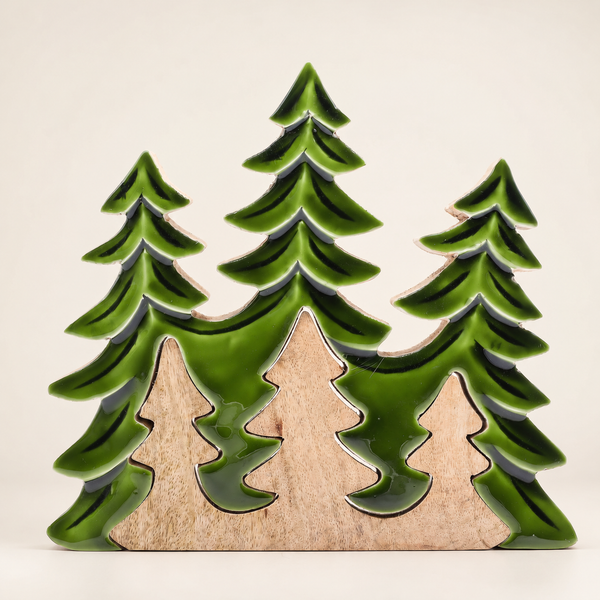 Lost in the Forrest - Drie Bomen 3D Houten Decoratie - 20x23cm