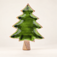 Lost in the Forrest - Houten Schaal met Emaille Boom - 25x19 cm