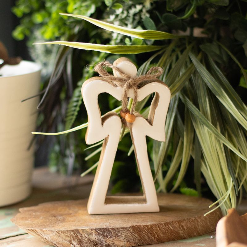 Kleine Halo Engel van Mangohout - Wit Emaille