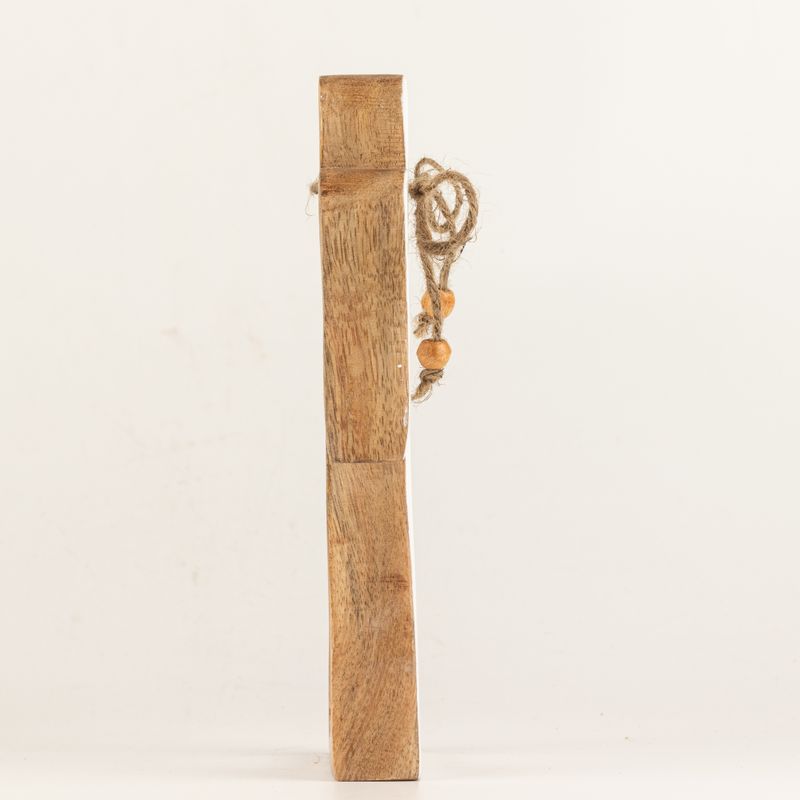 Middelgrote Engel met Halo van Mangohout - Wit Emaille