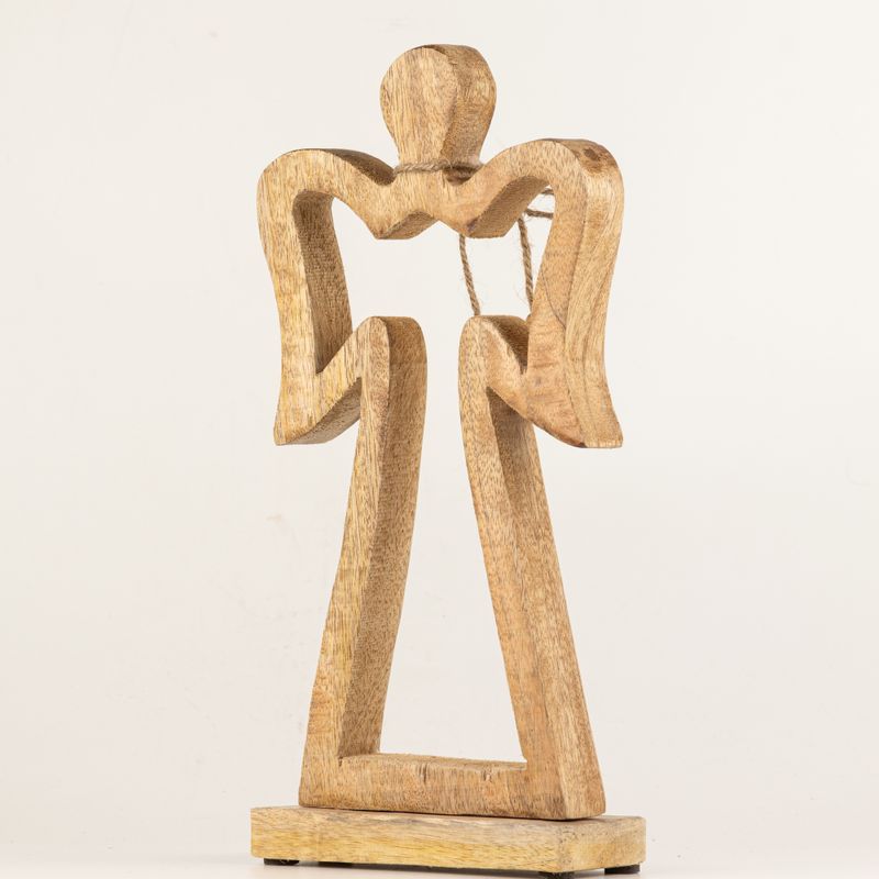 Grote Halo Engel van Mangohout - Wit Emaille