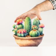Houten Kamerplanten – Middelgrote Cactus Tuin
