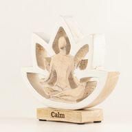 Houten Yoga Damesfiguur – Lotusbloem – Crème – Rust