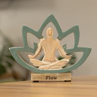 Houten Yoga Vrouwtje – Lotusbloem – Petrol – Flow