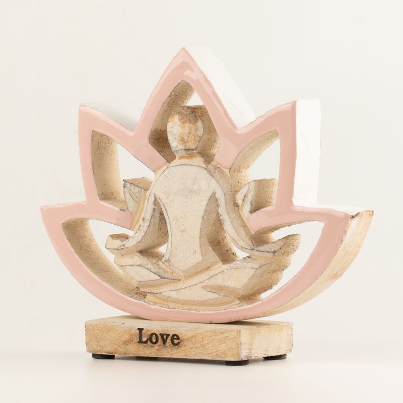 Houten Yoga Vrouwtje – Lotusbloem – Oudroze – Liefde