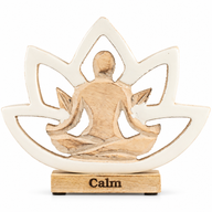 Houten Yoga Damesfiguur – Lotusbloem – Crème – Rust