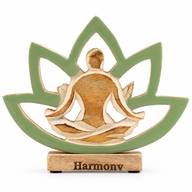 Houten Yoga Vrouwtje – Lotusbloem – Salie – Harmonie