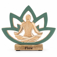 Houten Yoga Vrouwtje – Lotusbloem – Petrol – Flow