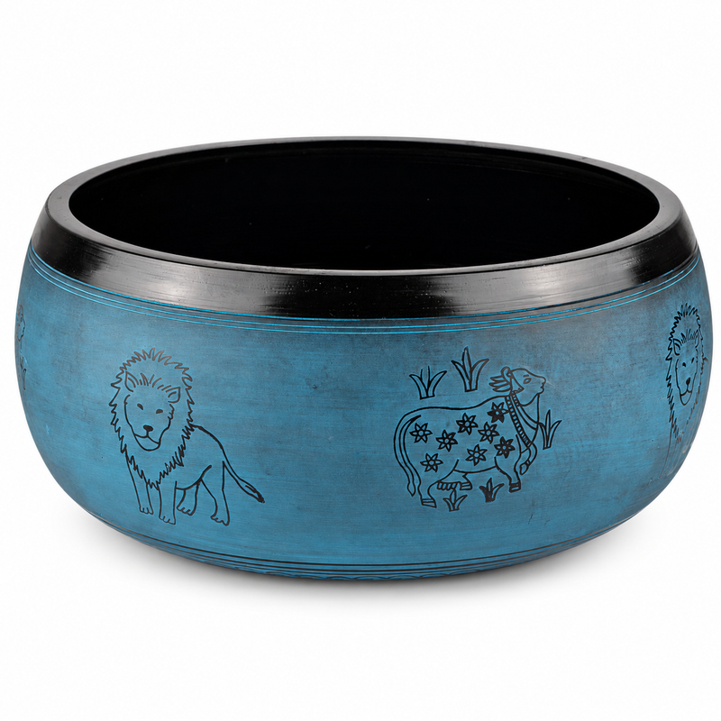 Grote Klankschaal – Dusty Blue – 32x15 cm – Design 1