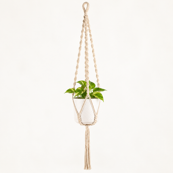 Eenvoudige Macramé Plantenhanger - Natuurlijk