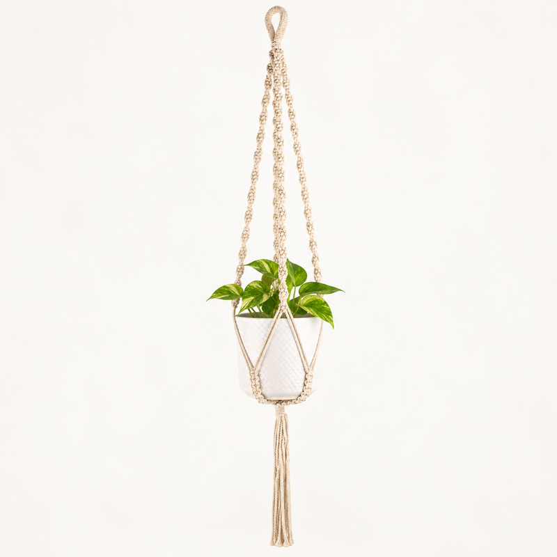 Eenvoudige Macramé Plantenhanger - Naturel