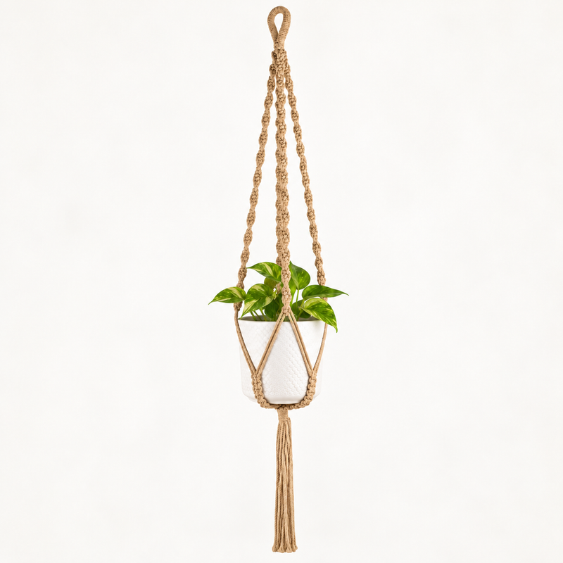Eenvoudige Macramé Plantenhanger - Camel