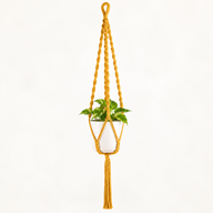 Eenvoudige Macramé Plantenhanger - Mosterdgeel