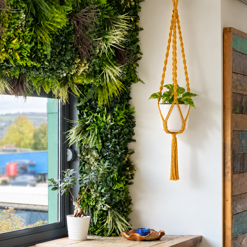 Eenvoudige Macramé Plantenhanger - Mosterdgeel