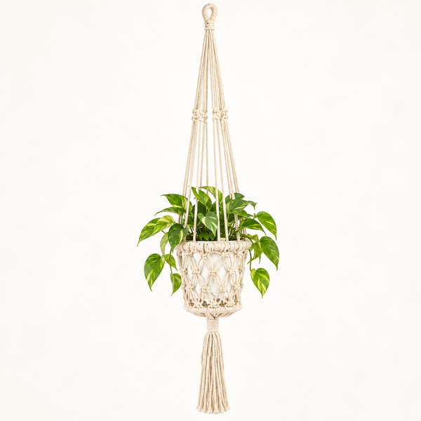 Macramé Plantpot Houder - Natuurlijk