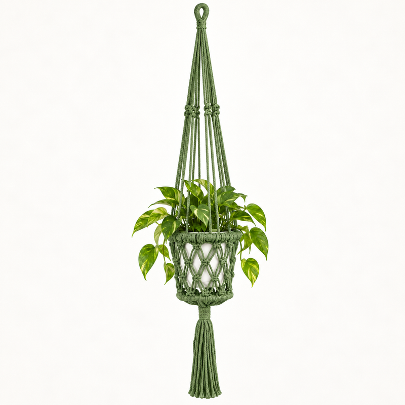 Macramé Plantenhanger - Groen