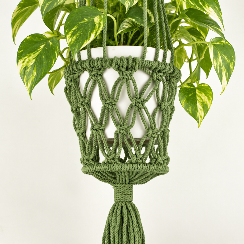 Macramé Plantenhanger - Groen