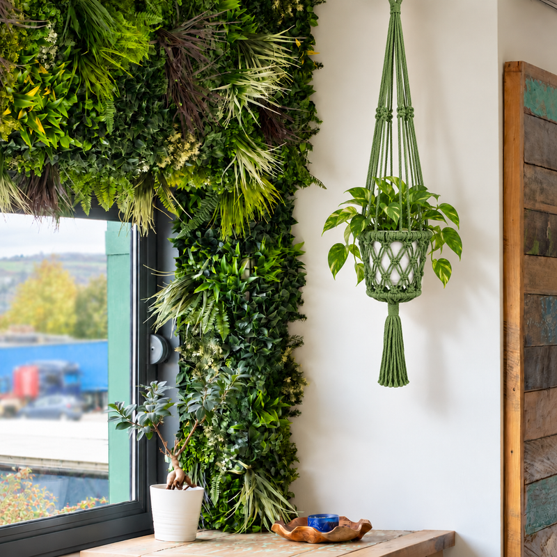 Macramé Plantenhanger - Groen