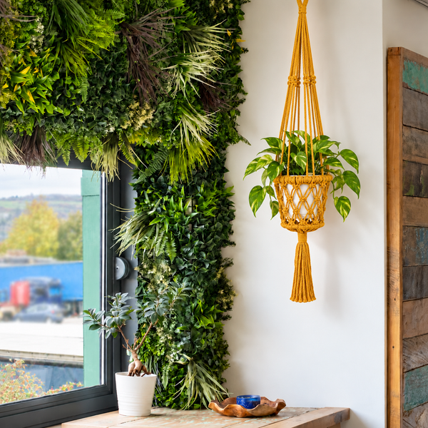 Macramé Plantpot Houder - Mosterd