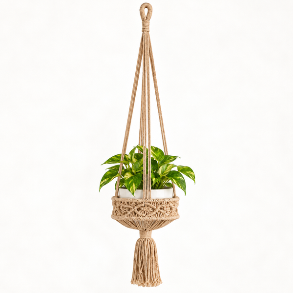 Macramé Plantenhanger Groot - Camel