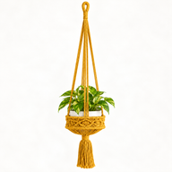 Grote Macramé Plantenhanger - Mosterdgeel