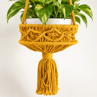 Grote Macramé Plantenhanger - Mosterdgeel