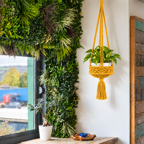 Macramé Plantenhanger Groot - Mosterd