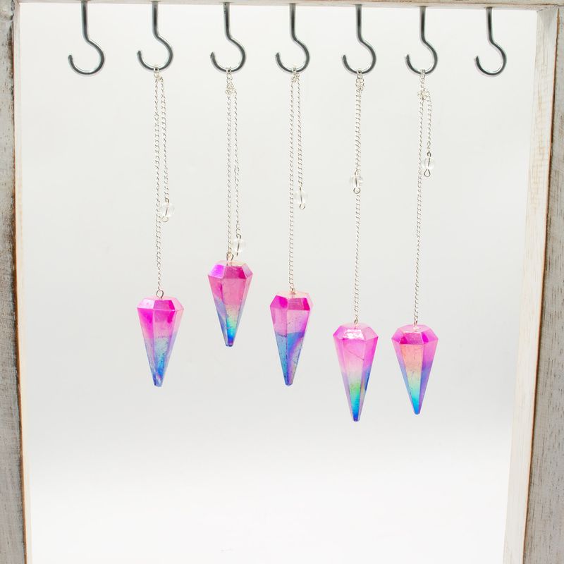 Zeszijdige Pendel - Aurora Kristal Roze en Blauw