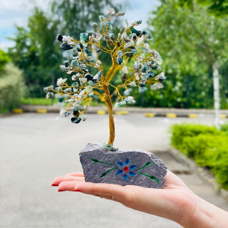 Indiase Edelstenen Boom - Moss Agaat - 160 Stenen