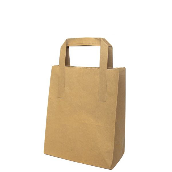 Grote Kraft papieren zak - Platte Handvatten (260 x 165 x 300 mm)