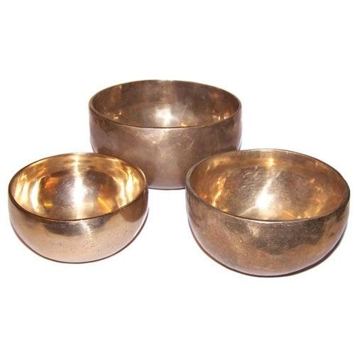 Set van 3 Handgemaakte Koperen Klankschalen