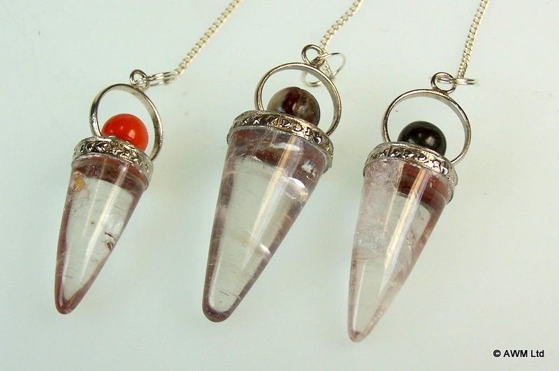 Bergkristallen Kegel en Zilveren Ring Pendel- (gesorteerd)