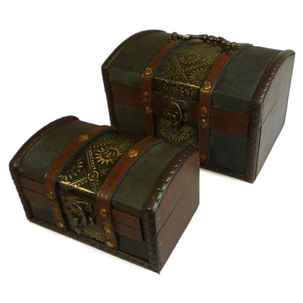 Set van 2 Koloniale Dozen - Metaal in reliëf