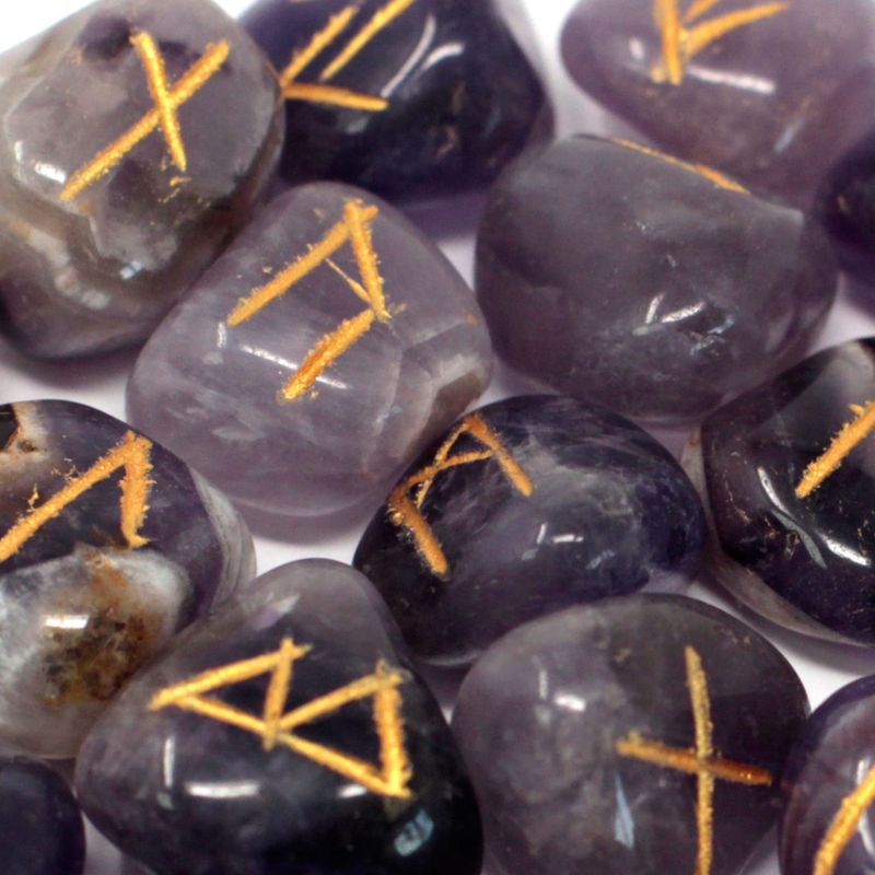 Indiase Runenstenen in Etui - Amethist