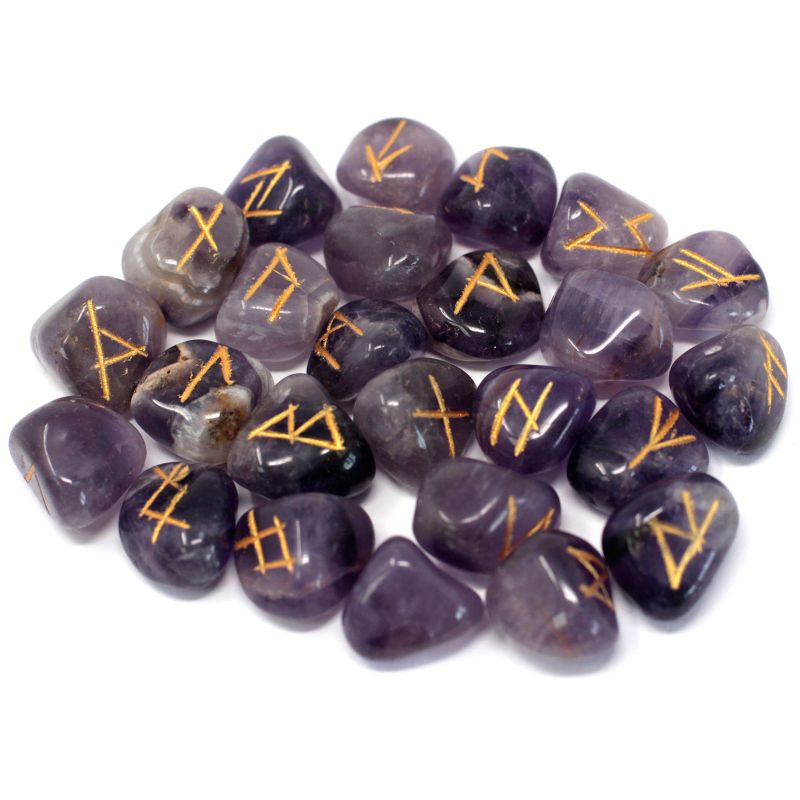 Indiase Runenstenen in Etui - Amethist